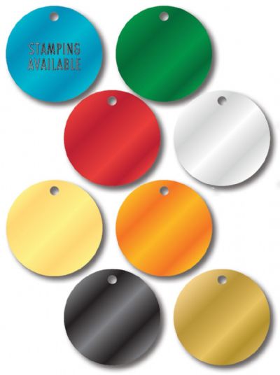 STAMPED COLORED ALUMINUM VALVE TAGS Small Round